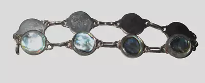 Vintage Abalone Shell Sterling 925 Link Bracelet - Mexico 6.25” • $19