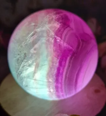 High Quality Candy Rainbow Fluorite Crystal Orb 5.8cm 331g & USB Light Stand  • £35