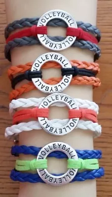 Volleyball Faux Leather Bracelet - Sports - Custom Made - U Choose  • $2.99