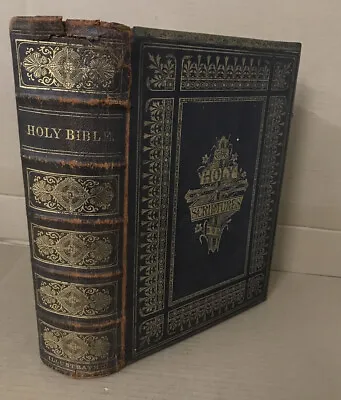 £250 • Buy The Practical And Devotional Family Bible - M'Farlane -LARGE ANTIQUE HOLY BIBLE 
