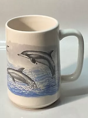 Vintage DOLPHINS W. Cude Ocean Beach Tall Large Coffee Mug MINTY • $17.09