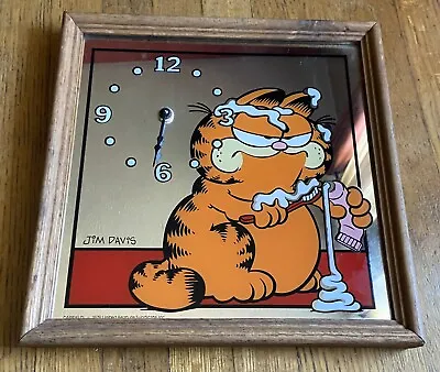 Vintage 1978 Garfield Toothpaste Rare Mirror Wall Clock Needs Mechanism • $999.99