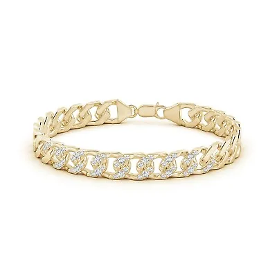 Mens Cuban Bracelet Diamond Cut Gold Tone Real 14k Gold And 925 Silver Italy • $29.99