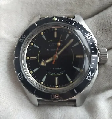 Vtg Soviet Amphibian Diver VOSTOK Black Dial  2409a Serviced 320233 • $125