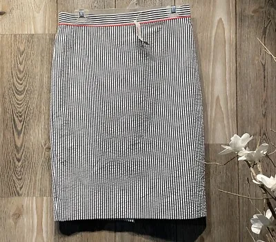 $110 J CREW Skirt Pencil Women’s Size 2 Navy Stripe New Seersucker Style • $24