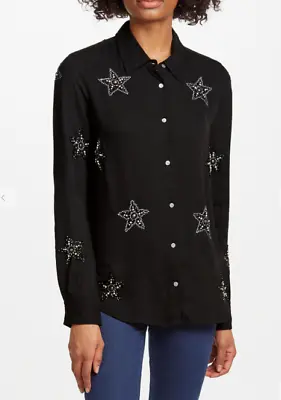 $178.05 • Buy John Lewis Essentiel Antwerp Star Embellished Shirt, Black , Size UK 12 RRP £195