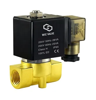 3/8  Inch Brass Direct Acting Electric Solenoid Valve 220V AC Normally Closed  • $31.99
