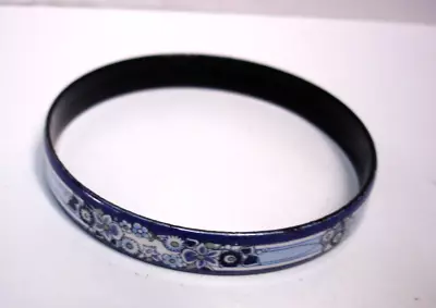 Vintage Michaela Frey Enamel Bangle Bracelet Austria Signed~Floral Design + 2 Fr • $21