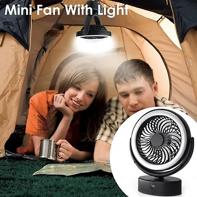 Portable 360° Mini Fan Travel Rechargeable USB Clip On Desk Fan With Light Au • $49.99