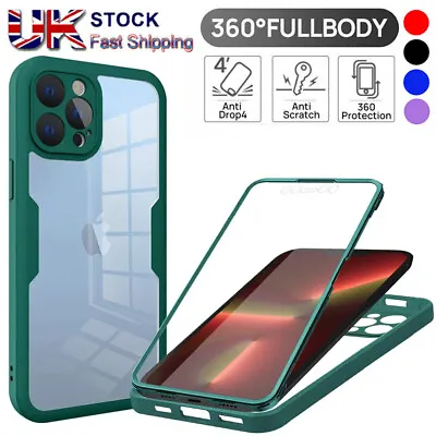 Full Body Clear Hybrid Shockproof 360 Case For IPhone 14 15 Pro Max 13 12 11 8 7 • £1.99