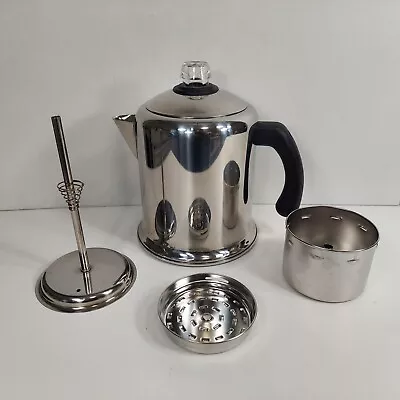 Farberware Stainless Stove Top Coffee Pot TQQ07 Percolator 4-8 Cup Complete • $29.99