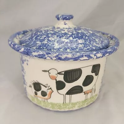 Molly Dallas Spatterware Ceramic Covered Bowl Bean Pot W/Lid 4  Tall 7  Wide • $24.97