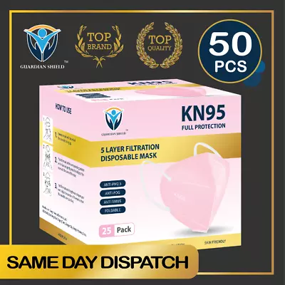 50Pcs KN95 N95 P2 Disposable Face Mask Respirator Protective Masks 5 Layer-PINK • $28.80