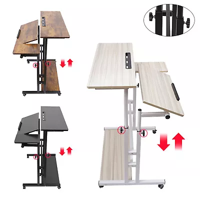 Mobile Standing Desk Adjustable Stand Up Laptop Desk Workstation For Home Office • $69.34