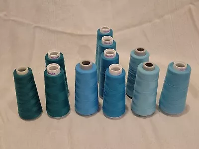 Lot 11 Toldi-Lock Maxi-Lock 100% Polyester Thread Partial Spools Teal Turquoise • $16.99