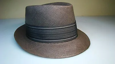 Vintage Stetson Genuine Panama Hat Cocoa Brown Sz 7 W Striped Band  • $55