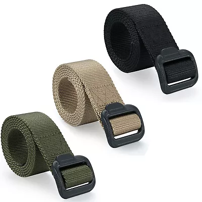 Mens Outdoor Sports Military Tactical Nylon Waistband Canvas Web Belt Adjustable • $23.99