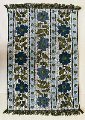 Vintage Hand Towel Textured Blue Green Flowers No Tag • $12.99