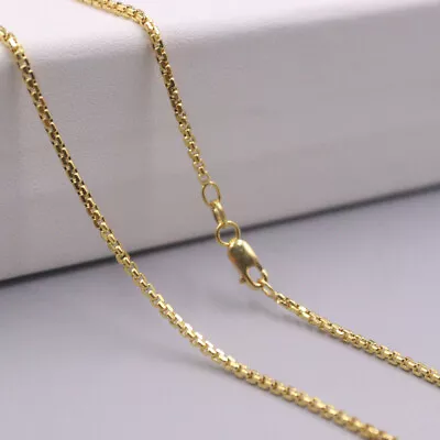 Real 18K Yellow Gold Necklace Men Women 1.7mm Round Box Link Chain 24inch   • $711.36