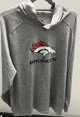 Majestic Pullover Sweatshirt Hoodie Broncos Dry Fit Polyester Mens 2XL Gray • $17.45
