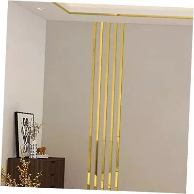 5 Pcs Mirror Wall Stickers Self-Adhesive Acrylic Mirror Tiles 0.6  Width Gold • $26.92