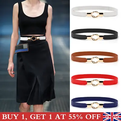 £3.97 • Buy Women's Stretch Elasticated Waist Belt With Metal Buckle Coat Dress Waistband UK