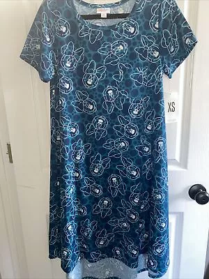 Womens Midi Dress-lularoe Carly-spandex-blue Disney Minnie Size Xs Fits Med-nwt • $19.88