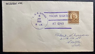 1935 USS Grebe USS Macon ZRS5 Airship Zeppelin Sighted At O745 Cover To Seattle • $39.99