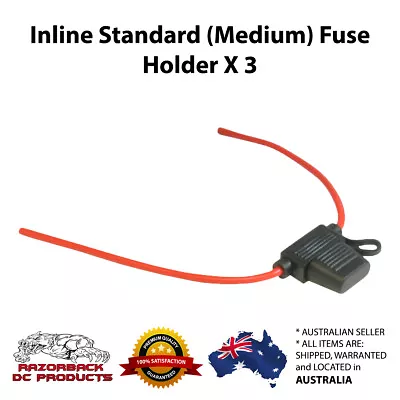 3 X PREMIUM INLINE STANDARD WEDGE FUSE HOLDER HEAVY DUTY 12 AWG 5 AMP TO 40 AMP • $9.95