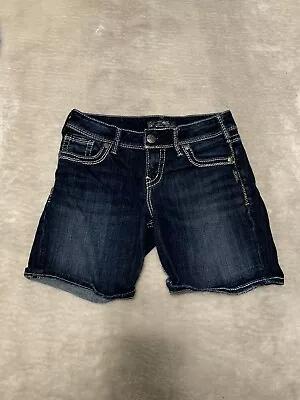 Silver Jeans Womens Suki Shorts Casual Summer Denim Dark Blue Size 26 Stretch • $18.74