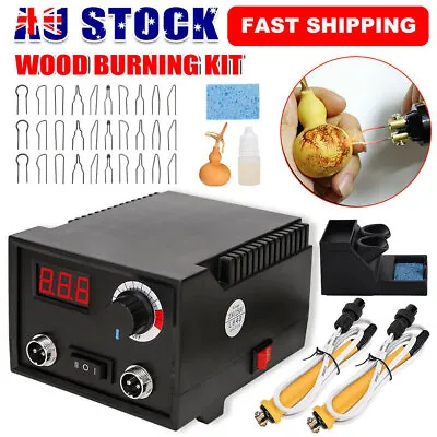 39pcs Wood Burning Kit 2x Pens Tool Soldering Stencil Iron Craft Set Pyrography • $52.99