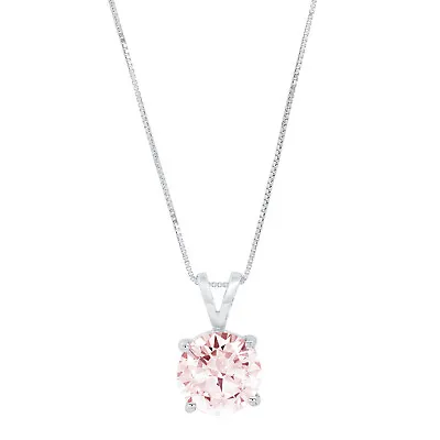 $180.99 • Buy 0.50 Ct Round VVS1 Pink Simulated Pendant Necklace 18 Box Chain 14k White Gold