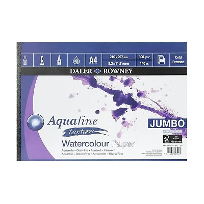 Daler Aquafine Jumbo Watercolour Pad 140lb / 300gsm - A4 Texture - 50 Sheets • £28.99