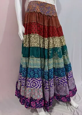 Free Size Patchwork Skirt Multi-layer Skirt Maxi Dress Patchwork Hippie Dress • $26.99