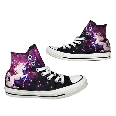 Converse All Star Shoes Womens 6 Purple Galaxy Space Unicorn High Tops Sneakers • £48.25