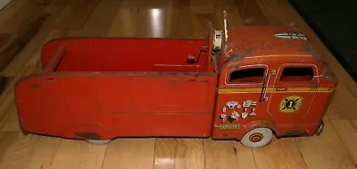 **PARTS** Vintage 1950s Pressed Steel Marx Sit-N-Ride Ride On Fire Truck Toy • $149.99
