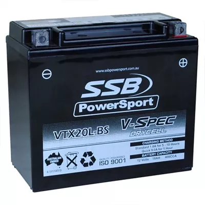 VTX20L-BS Sealed AGM Battery Quad ATV Motorbike Jetski Replaces YTX20L-BS Etc • $159.95