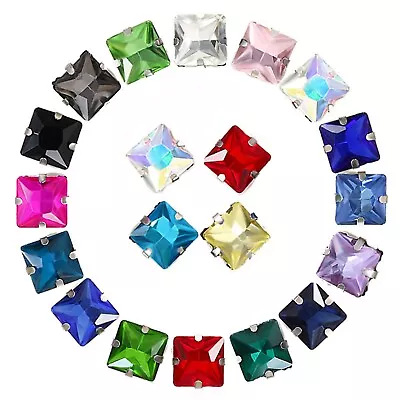 20 Crystal Glass Square Rhinestones Rose Montees Beads 10X10mm Colour Choice • $3.41