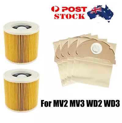 Cartridge Filter+Bags For Karcher WD WD2 WD3 Series Wet & Dry Vac Vacuum Cleaner • $15.53