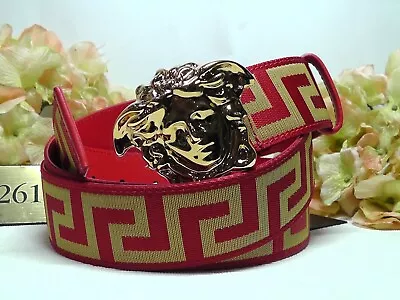 Versace First Line La Medusa La Greca RED/GOLD Web Belt Belt Size 110cm/44'' • $339.99