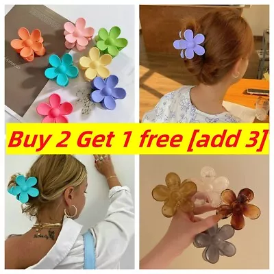 Womens Girls Large Flower Hair Claw Clamps Frosted Hair Clips Headwear Claw • £2.79