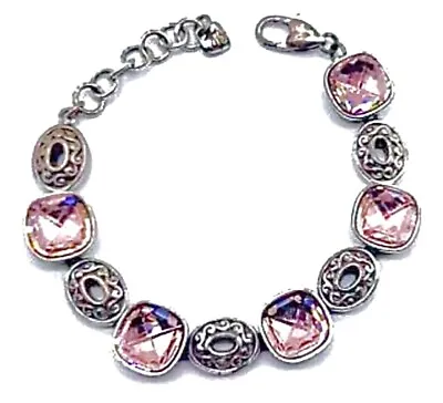 Brighton Venus Rising Pink Swarovski Cryst Silvr Full-stone Bracelet Vg+✨vintage • $99.75