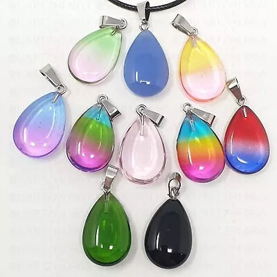 £3.99 • Buy Smooth Tear Drop Crystal Quartz Pendant Necklace Chakra Reiki Anxiety Healing UK