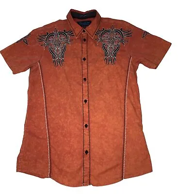 Roar Signature Edition Embroidered Graphic Button Shirt Mens Large Short Sleeve  • $32.80