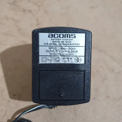 Vintage Genuine Acoms 6N-1200E Black 7.2V 0.86VA Nickel-Cadmium Battery Charger • £10.99