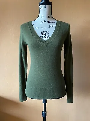 J. Crew Green 100% Cashmere V Neck Pullover Sweater Size XXS 2XS • $29.99