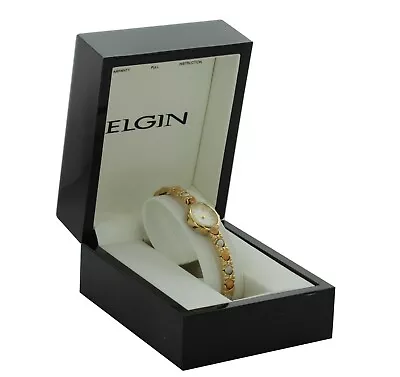 NIB Petite Ladies ELGIN ELA135B Quartz Watch Vintage Three Tone • $69