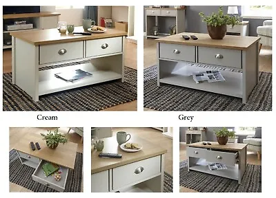 Lancaster Living Room Range - Sideboard Tv Cabinets Tables - Cream/Grey & Oak • £136.99