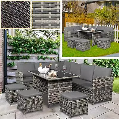 9 Seater Rattan Garden Furniture Sofa Dining Table Set Conservatory Outdoor Uk • £499.95