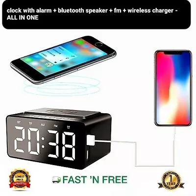 $43.99 • Buy Bluetooth Speaker Wireless Mobile Charger Station LED Digital Alarm Clock FM USB
